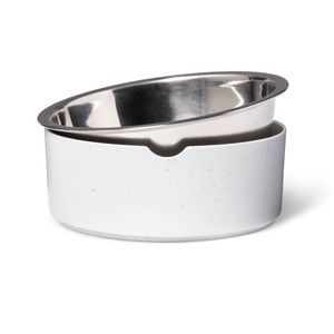 SOLD Grey and White Speckled Dog Bowls